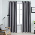 vidaXL 2 db szürke sötétítőfüggöny kampókkal 140 x 225 cm (134431)