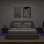 vidaXL 2 db fekete szerelt fa éjjeliszekrény LED-fényekkel (836738)