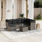vidaXL 8 részes világosszürke polyrattan kerti ülőgarnitúra párnával (3263228)