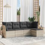 vidaXL 5 részes világosszürke polyrattan kerti ülőgarnitúra párnákkal (3217562)