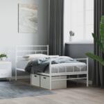 vidaXL fehér fém ágykeret fej- és lábtámlával 100 x 190 cm (355720)