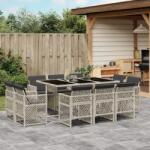 vidaXL 11 részes világosszürke polyrattan kerti ülőgarnitúra párnákkal (3210851)
