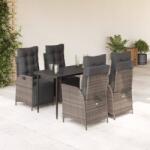 vidaXL 5 részes szürke polyrattan kerti étkezőgarnitúra párnával (3213422)