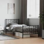 vidaXL fekete fém ágykeret fej- és lábtámlával 90 x 190 cm (374447)