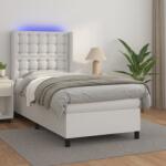 vidaXL fehér műbőr rugós ágy matraccal és LED-del 90x190 cm (3139356)