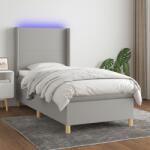 vidaXL világosszürke szövet rugós és LED-es ágy matraccal 100x200 cm (3138693)