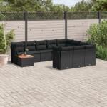 vidaXL 11 részes fekete polyrattan kerti ülőgarnitúra párnákkal (3256174)