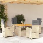 vidaXL 5 részes bézs polyrattan kerti étkezőgarnitúra párnákkal (3277366)