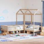 vidaXL tömör fenyőfa ágy és pad szett tetővel 90 x 200 cm (3282174)