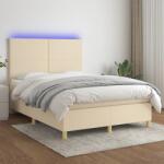 vidaXL krémszínű szövet rugós és LED-es ágy matraccal 140x190cm (3135274)