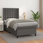 vidaXL szürke műbőr rugós ágy matraccal 90x190 cm (3132475) - vidaxl