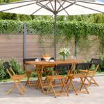 vidaXL 6 db fekete polyrattan és tömör fa összecsukható kerti szék (3214593)