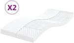 vidaXL 2 db fehér 7 zónás 20 ILD keménységű habmatrac 90 x 200 cm (356363) - vidaxl