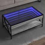 vidaXL szürke sonoma végtelen hatású LED-es dohányzóasztal 90x50x38 cm (847710)