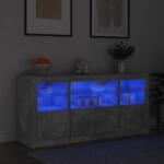 vidaXL betonszürke tálalószekrény LED-világítással 142, 5 x 37 x 67 cm (3209068)