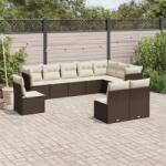 vidaXL 10 részes barna polyrattan kerti ülőgarnitúra párnákkal (3217803)