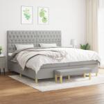 vidaXL világosszürke szövet rugós ágy matraccal 200 x 200 cm (3137421)