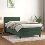 vidaXL sötétzöld bársony rugós ágy matraccal 100 x 200 cm (3141170)