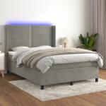 vidaXL világosszürke bársony rugós és LED-es ágy matraccal 140x190 cm (3139499)