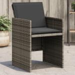 vidaXL 4 db szürke polyrattan kerti szék párnával (4007437)