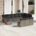 vidaXL 13 részes szürke polyrattan kerti ülőgarnitúra párnákkal (3250229)