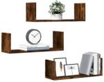vidaXL 3 db füstös tölgy színű szerelt fa falipolc 58 x 18 x 18 cm (853285)