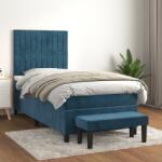 vidaXL sötétkék bársony rugós ágy matraccal 100 x 200 cm (3137951)