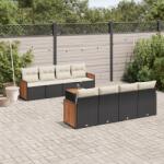 vidaXL 9 részes fekete polyrattan kerti ülőgarnitúra párnákkal (3227498)