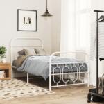 vidaXL fehér fém ágykeret fej- és lábtámlával 90 x 190 cm (377176) - vidaxl