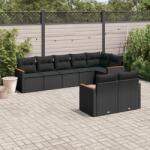 vidaXL 8 részes fekete polyrattan kerti ülőgarnitúra párnákkal (3226146)