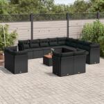 vidaXL 14 részes fekete polyrattan kerti ülőgarnitúra párnákkal (3256286)