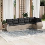 vidaXL 6 részes világosszürke polyrattan kerti ülőgarnitúra párnákkal (3253729)