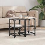 vidaXL 2 db acél dohányzóasztal átlátszó üveglappal 30 x 30 x 45 cm (845999)
