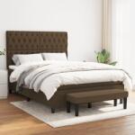vidaXL sötétbarna szövet rugós ágy matraccal 140 x 190 cm (3136832)