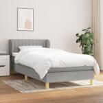 vidaXL világosszürke szövet rugós ágy matraccal 90 x 200 cm (3126933)