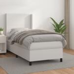 vidaXL fehér műbőr rugós ágy matraccal 100 x 200 cm (3132364)