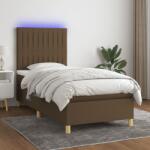 vidaXL barna szövet rugós és LED-es ágy matraccal 100x200 cm (3135576)