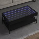 vidaXL fekete végtelen hatású LED-es dohányzóasztal 90 x 50 x 38 cm (847707)