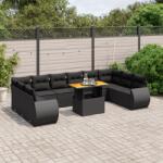 vidaXL 11 részes fekete polyrattan kerti ülőgarnitúra párnákkal (3272364)