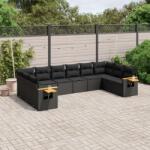 vidaXL 10 részes fekete polyrattan kerti ülőgarnitúra párnákkal (3259563)