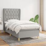 vidaXL világosszürke szövet rugós ágy matraccal 80 x 200 cm (3128717) - vidaxl