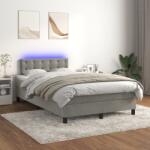 vidaXL világosszürke bársony rugós és LED-es ágy matraccal 120x200 cm (3134633)