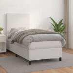 vidaXL fehér műbőr rugós ágy matraccal 100 x 200 cm (3142708)