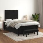 vidaXL fekete bársony rugós ágy matraccal 120 x 200 cm (3137895)