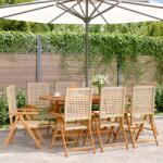 vidaXL 8 db bézs polyrattan és tömör fa kerti szék (3214528)