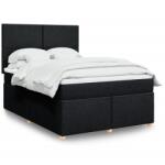 vidaXL fekete szövet rugós ágy matraccal 160x200 cm (3291326)