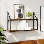 vidaXL 2 szintes barna tölgy színű szerelt fa fali polc 80x21x51 cm (835468)