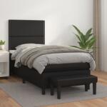 vidaXL fekete műbőr rugós ágy matraccal 80 x 200 cm (3137569)