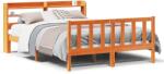 vidaXL viaszbarna tömör fenyőfa ágykeret fejtámlával 160 x 200 cm (3306600)