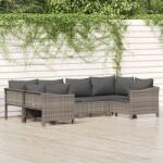 vidaXL 6 részes szürke polyrattan kerti ülőgarnitúra párnákkal (3187300) - vidaxl